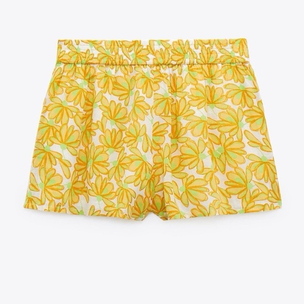 Zara Floral Cotton Mini Short Xs Size